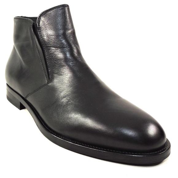 ALBERTO CICCIOLI ?? MEN\'S BLACK SOFT LEATHER COMFORT WINTER ANKLE BOOTIE